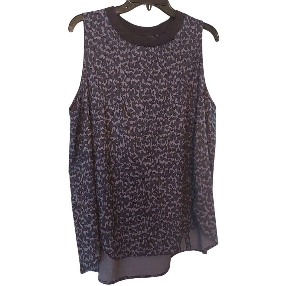 Athleta Shirt Womens Purple Black Zephyr Print Tank Top Athletic Sz 1X Sleeveles